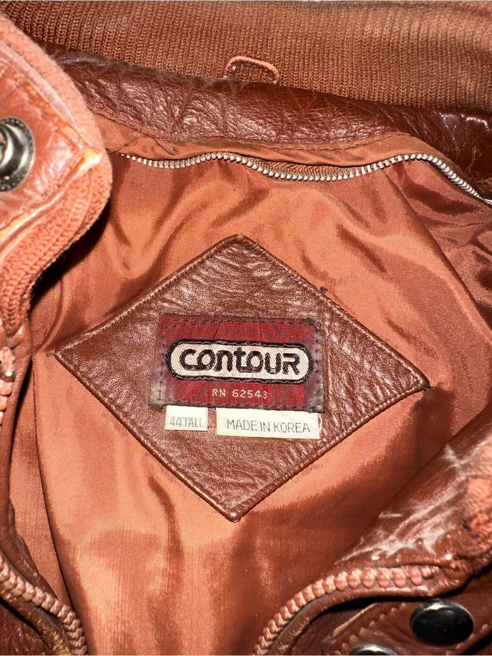 70’s Vintage Men's Brown Leather Bomber Jacket Size 44 Tall